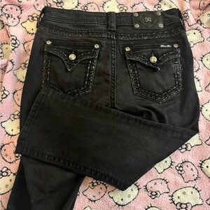 Black miss me rhinestoned cuffed capris